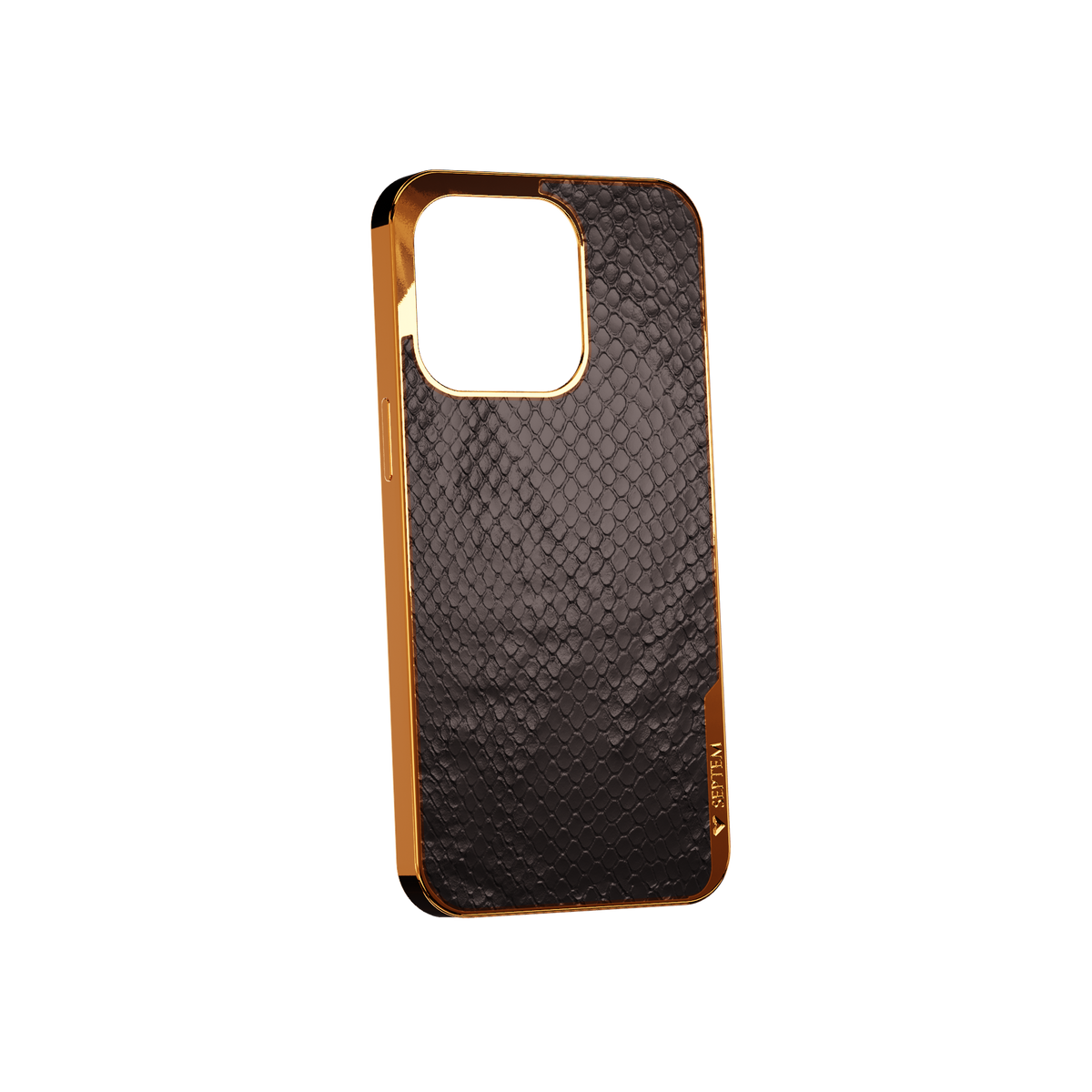 Black Gold Leather Fused Snake iPhone Case