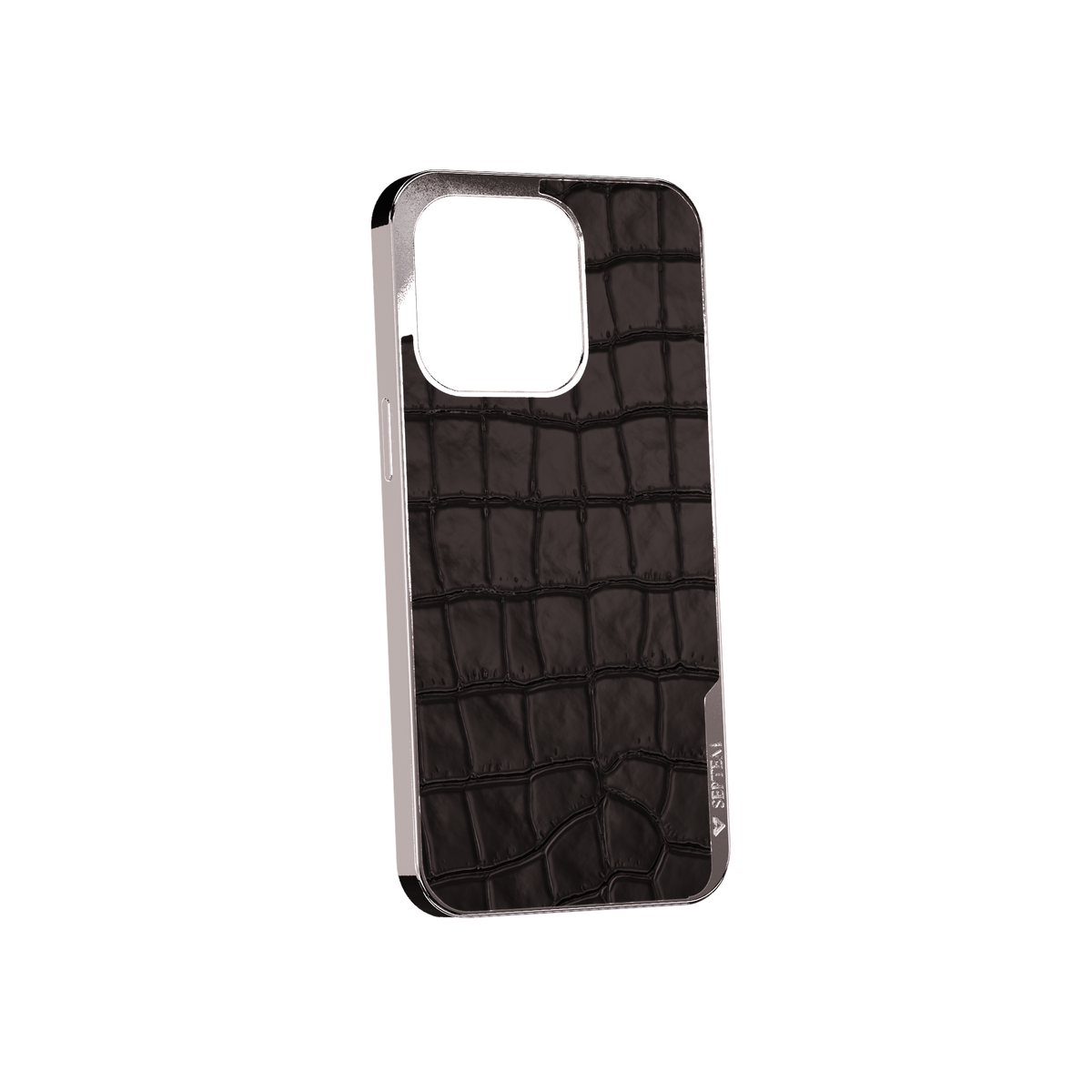 Black Platinum Leather Fused Croco iPhone Case
