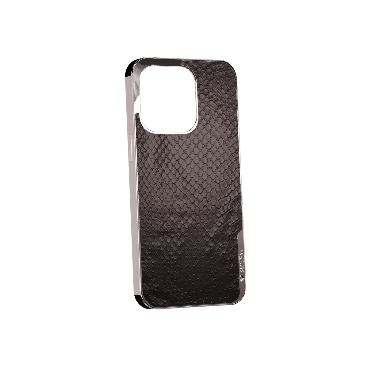 Black Platinum Leather Fused Snake iPhone Case