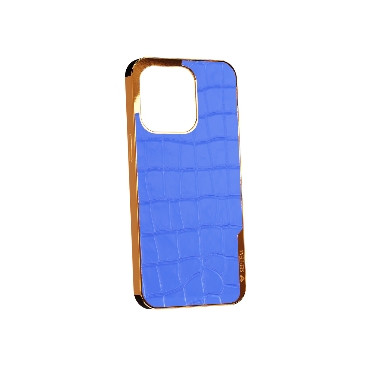 Blue Gold Leather Fused Croco iPhone Case