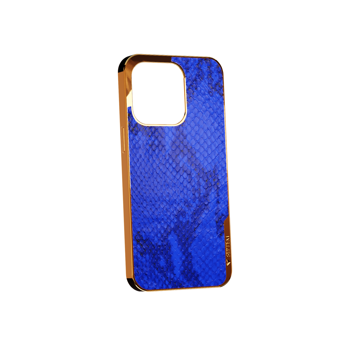 Blue Gold Leather Fused Snake iPhone Case