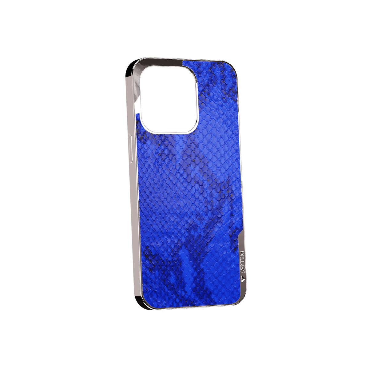 Blue Platinum Leather Fused Snake iPhone Case