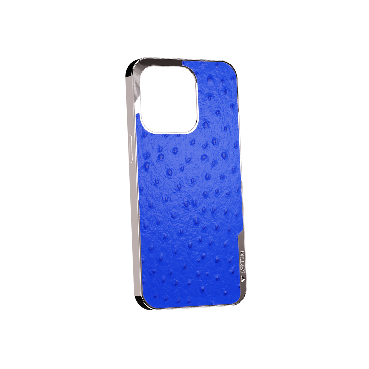 Blue Platinum Ostrich Back Fused Leather iPhone Case