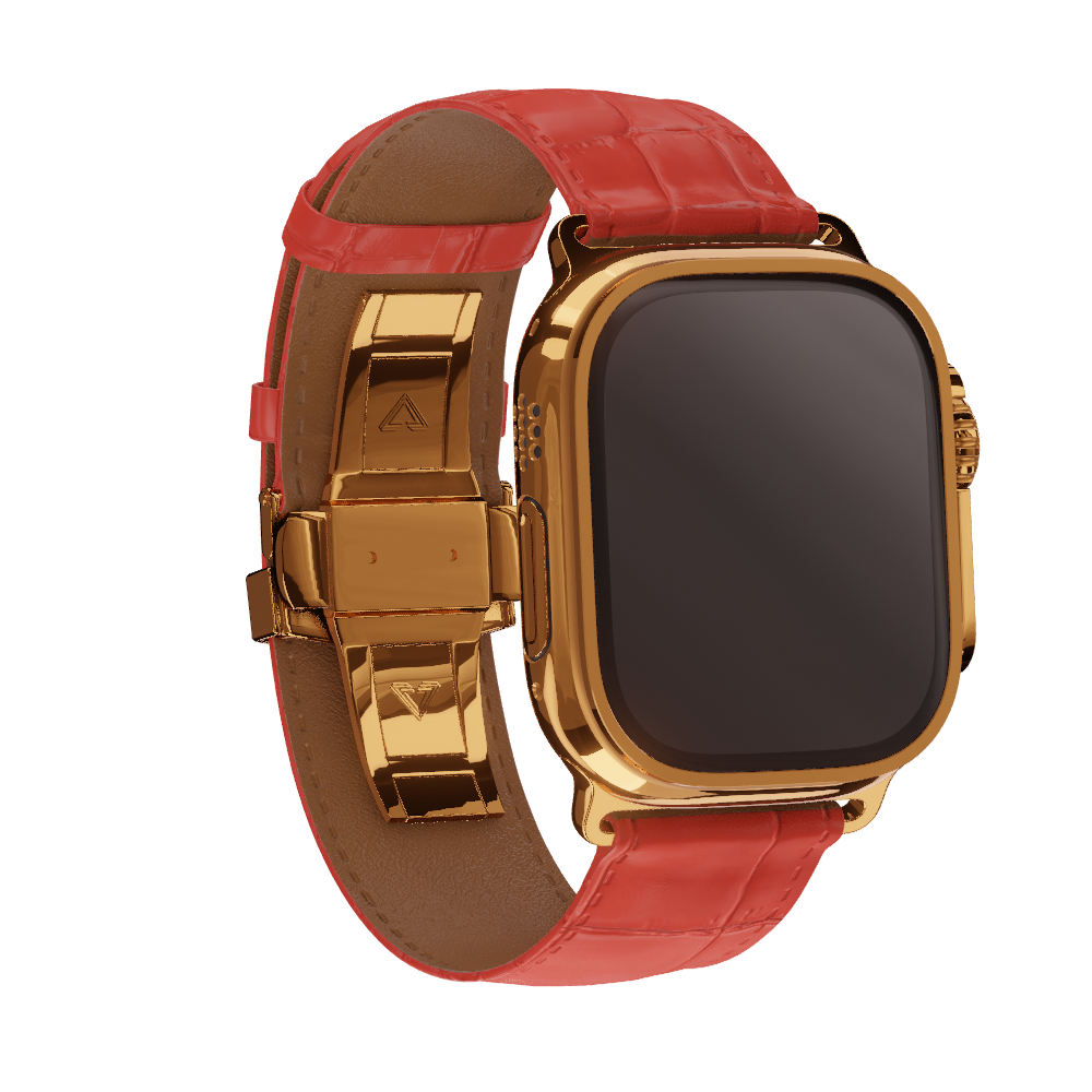 Gold apple watch with red band online