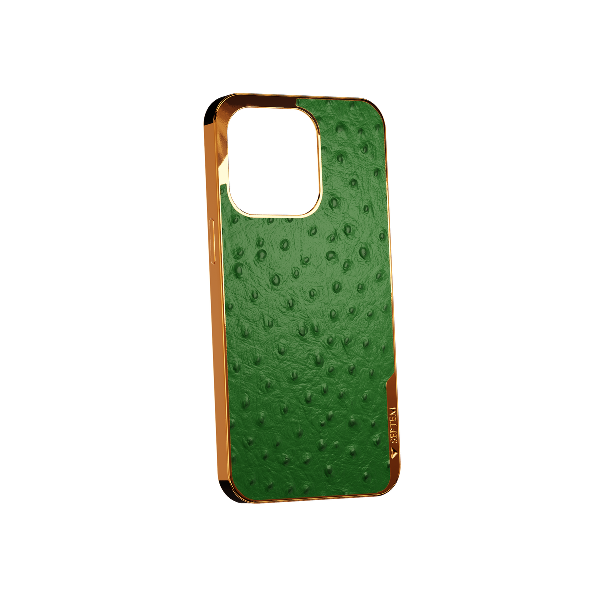 Green Gold Ostrich Back Fused Leather iPhone Case