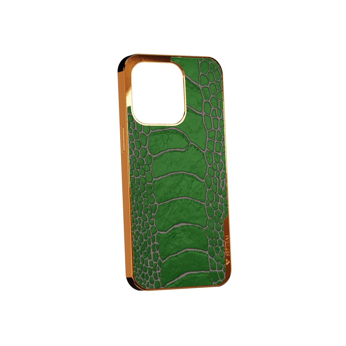 Green Gold Ostrich Leg Fused Leather iPhone Case
