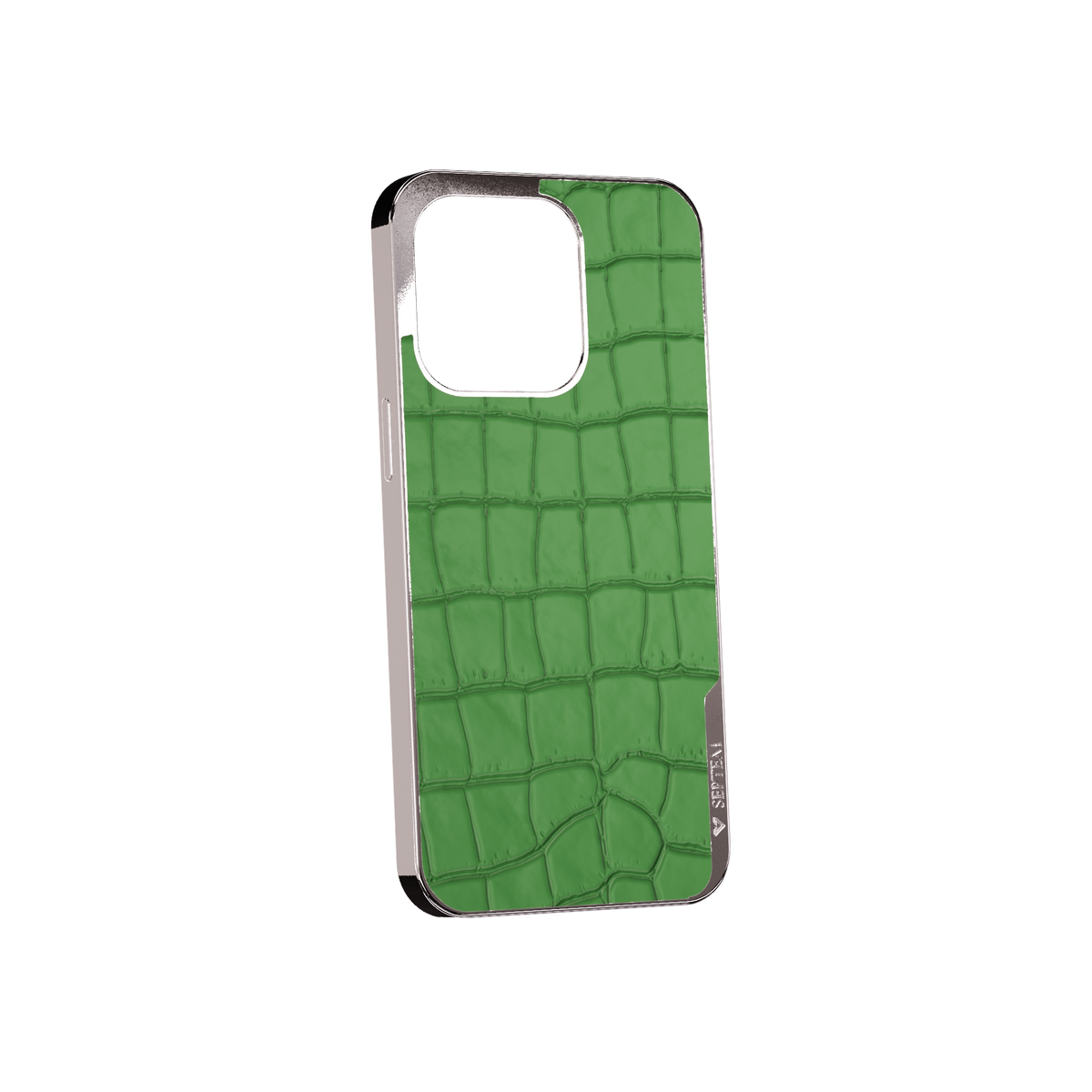 Green Platinum Leather Fused Croco iPhone Case