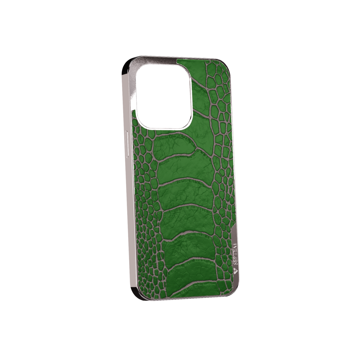 Green Platinum Ostrich Leg Fused Leather iPhone Case