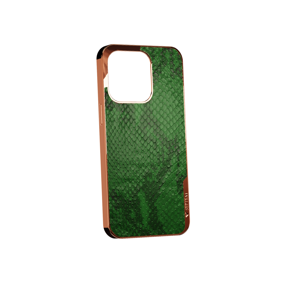 Green Rose Gold Leather Fused Snake iPhone Case