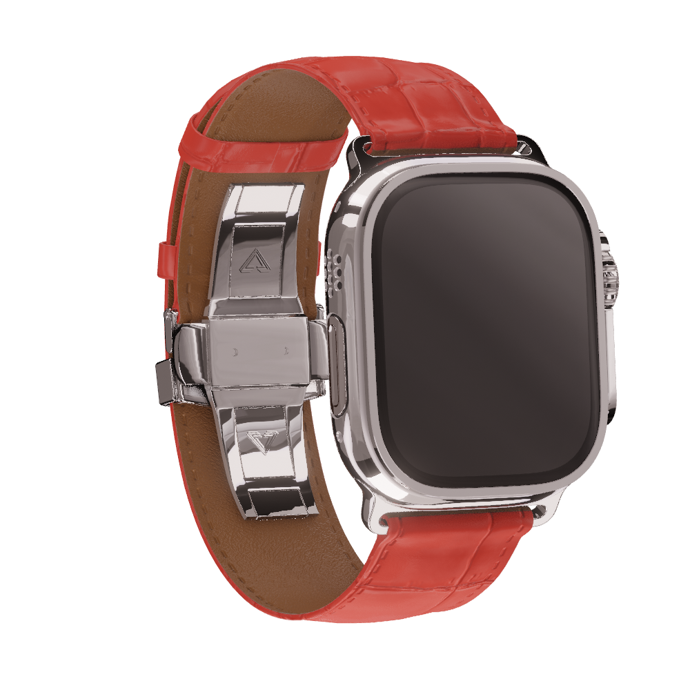 Platinum Apple Watch Red Band