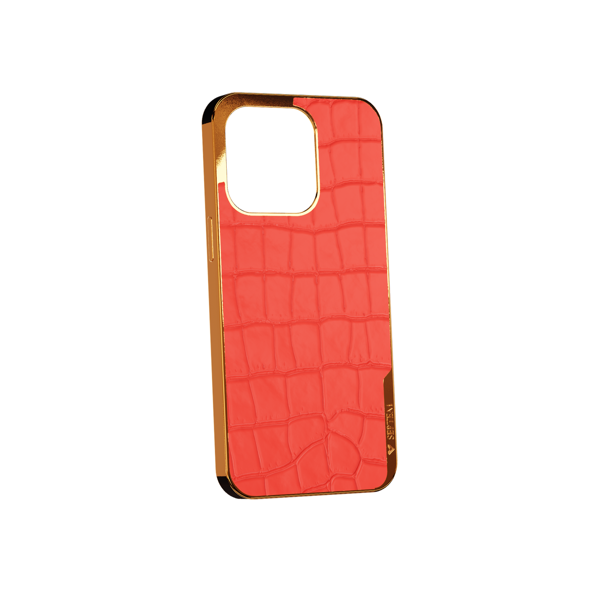 Red Gold Leather Fused Croco iPhone Case