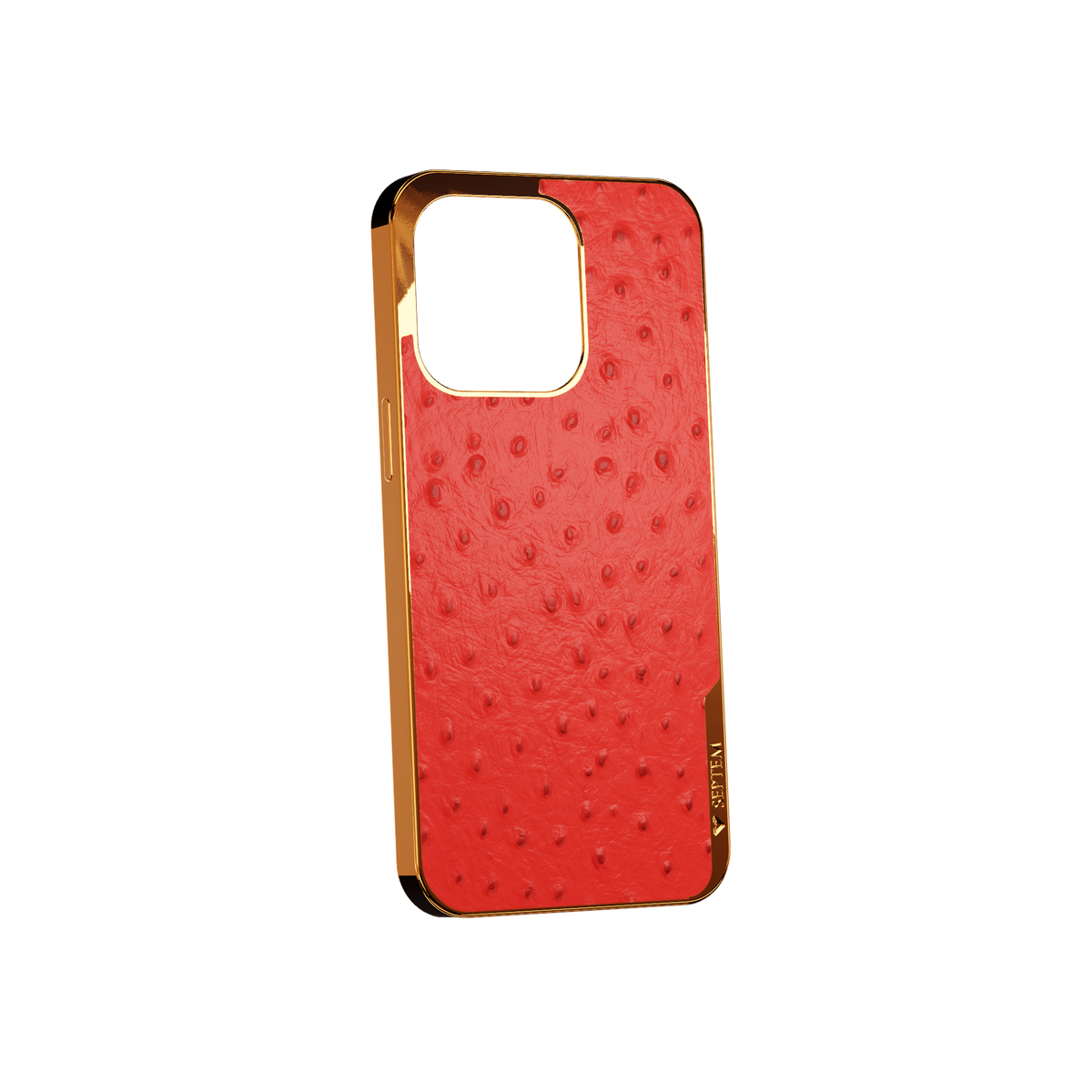 Red Gold Ostrich Back Fused Leather iPhone Case