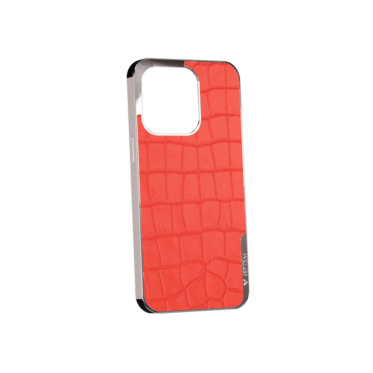 Red Platinum Leather Fused Croco iPhone Case