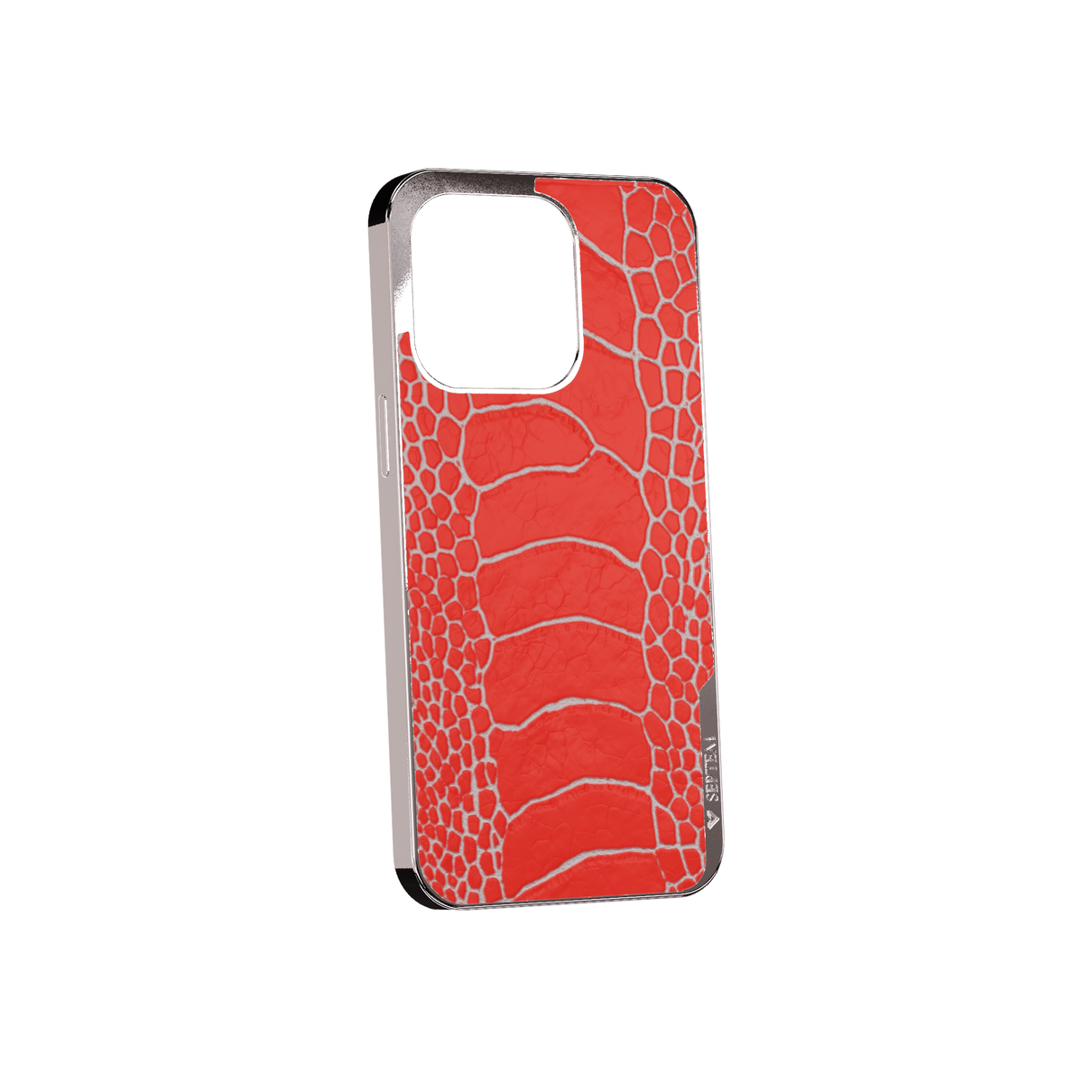 Red Platinum Ostrich Leg Fused Leather iPhone Case