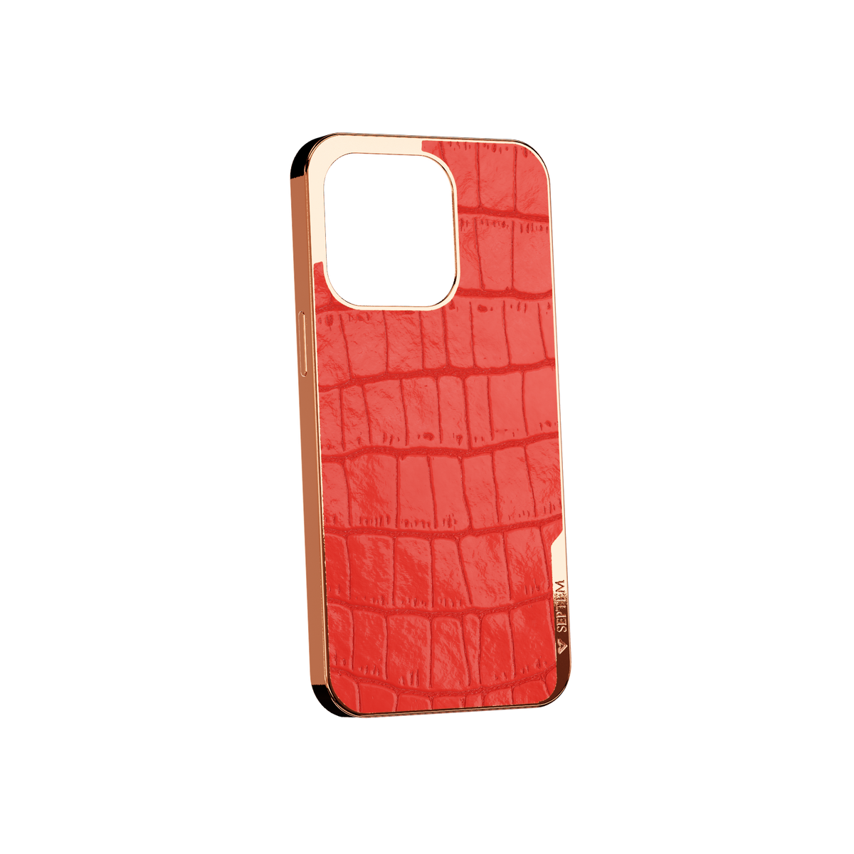 Red Rose Gold Leather Fused Alligator iPhone Case