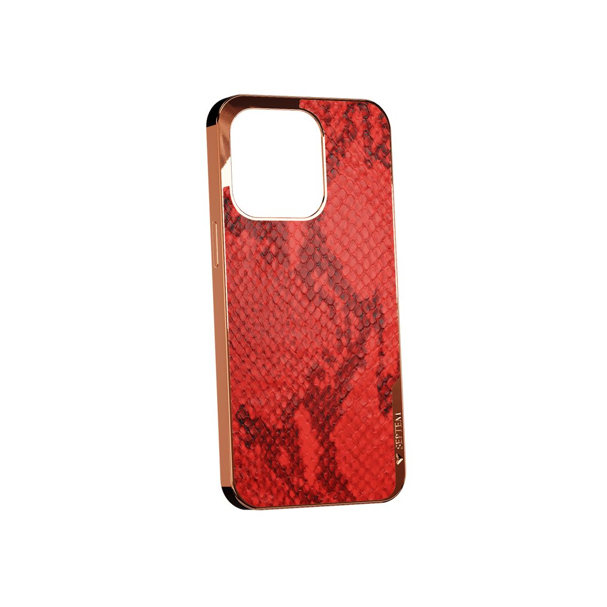 Red Rose Gold Leather Fused Snake iPhone Case