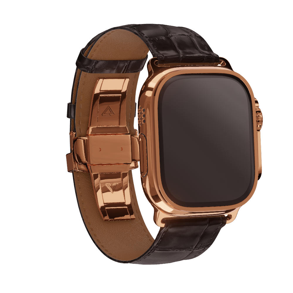 Rose Gold Apple Watch Black Band