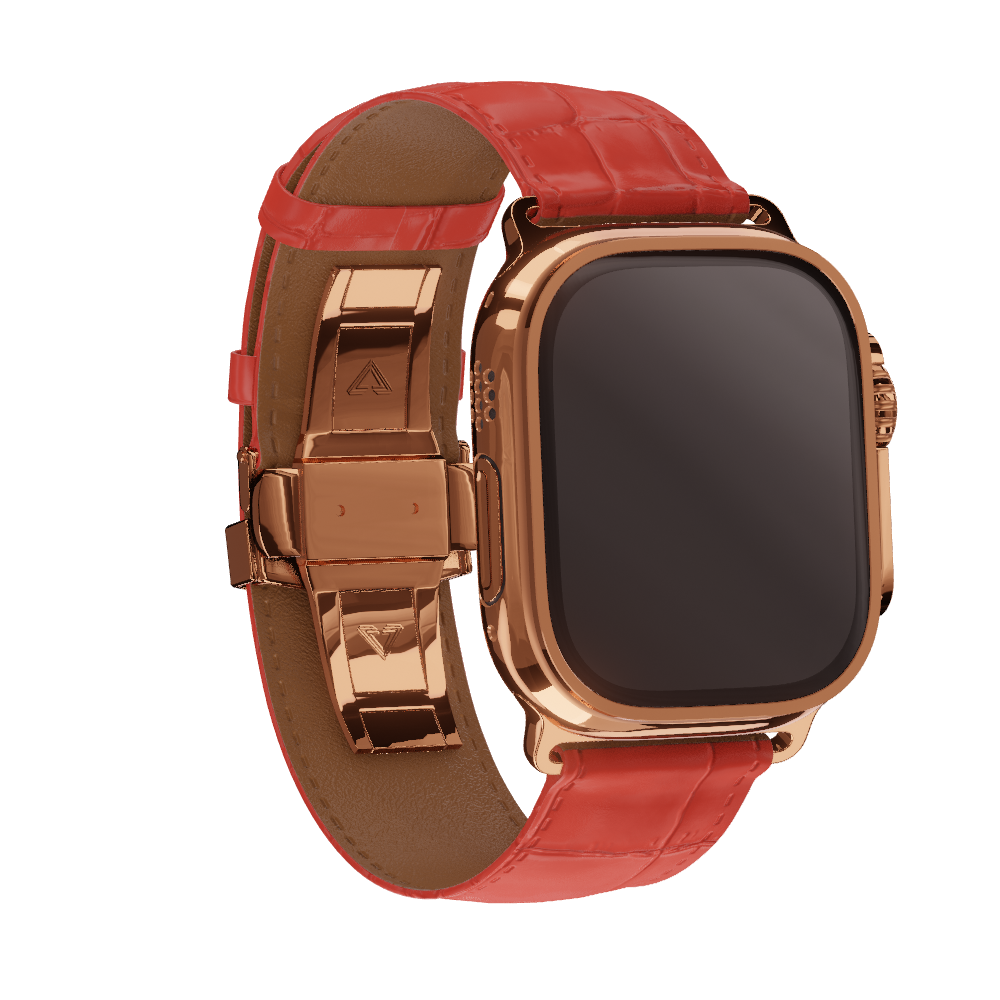 Rose Gold Apple Watch Red Band