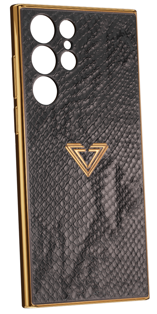 Samsung S23 Black Gold Snake Fused Leather Case