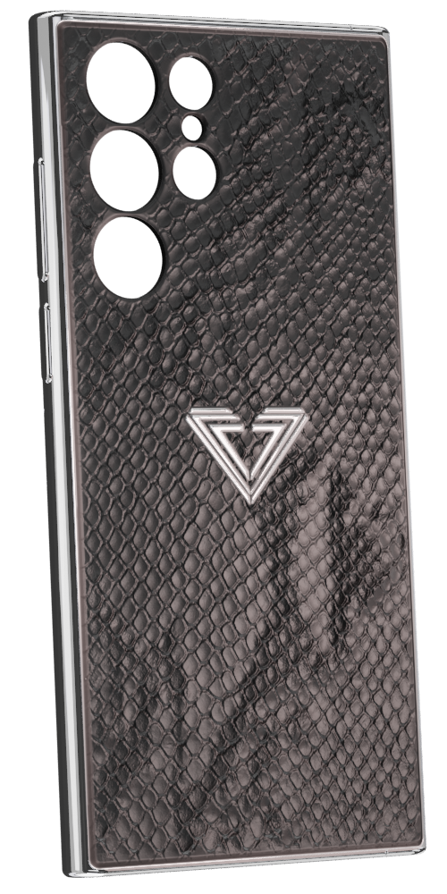 Samsung S23 Black Platinum Snake Fused Leather Case