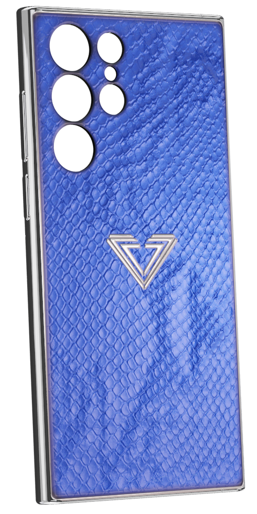 Samsung S23 Blue Platinum Snake Fused Leather Case