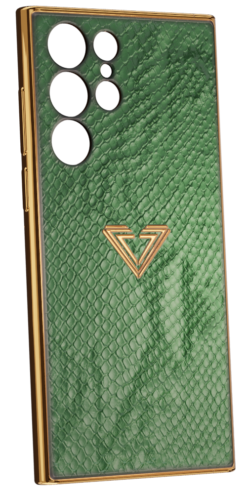 Samsung S23 Green Gold Snake Fused Leather Case