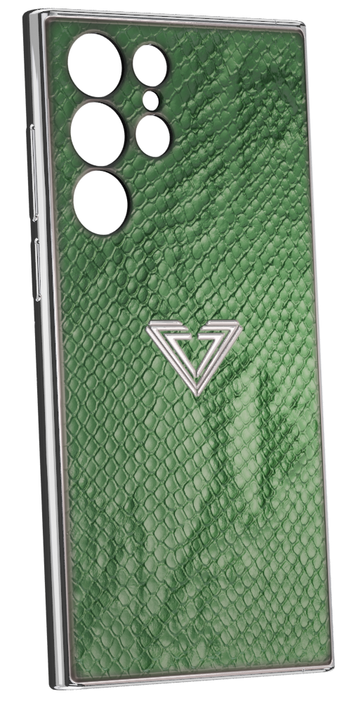Samsung S23 Green Platinum Snake Fused Leather Case