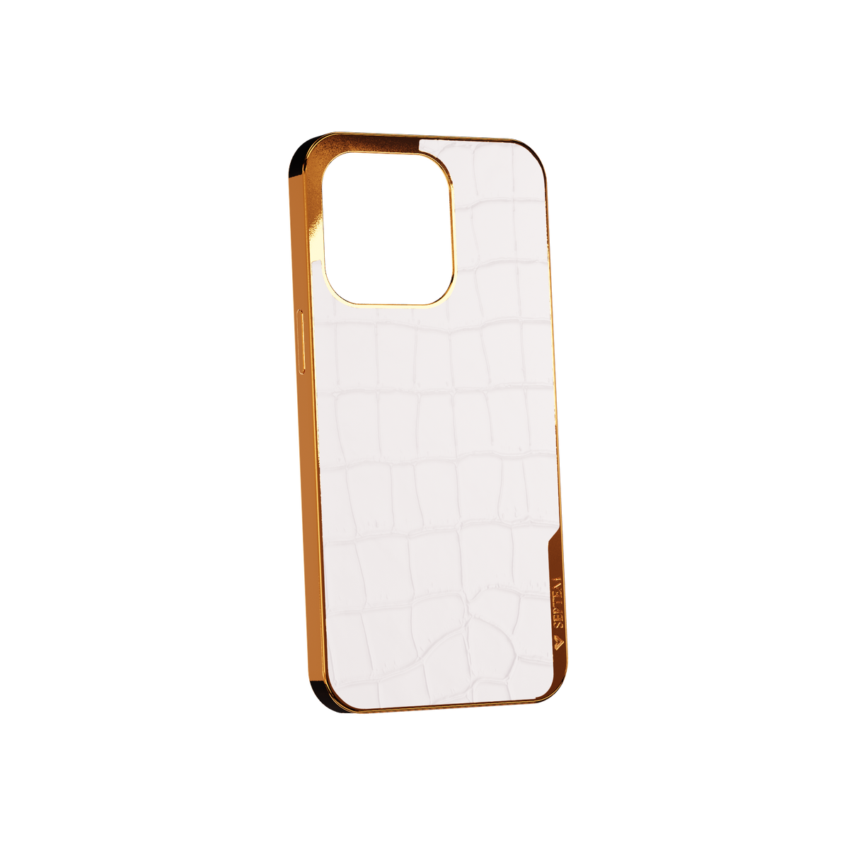 White Gold Leather Fused Croco iPhone Case