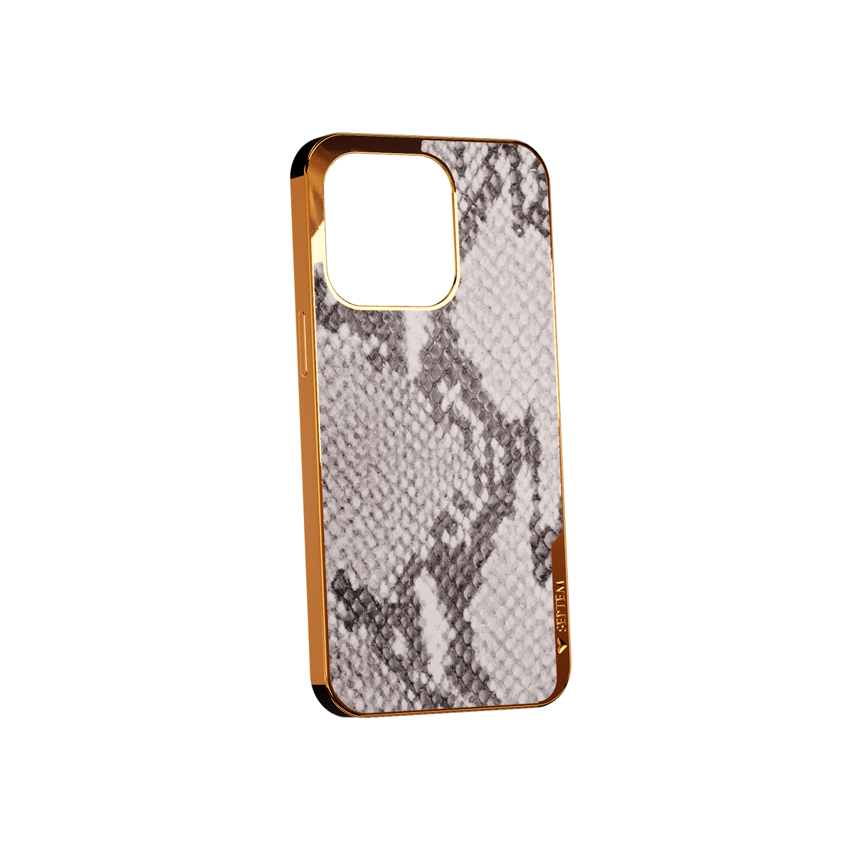White Gold Leather Fused Snake iPhone Case