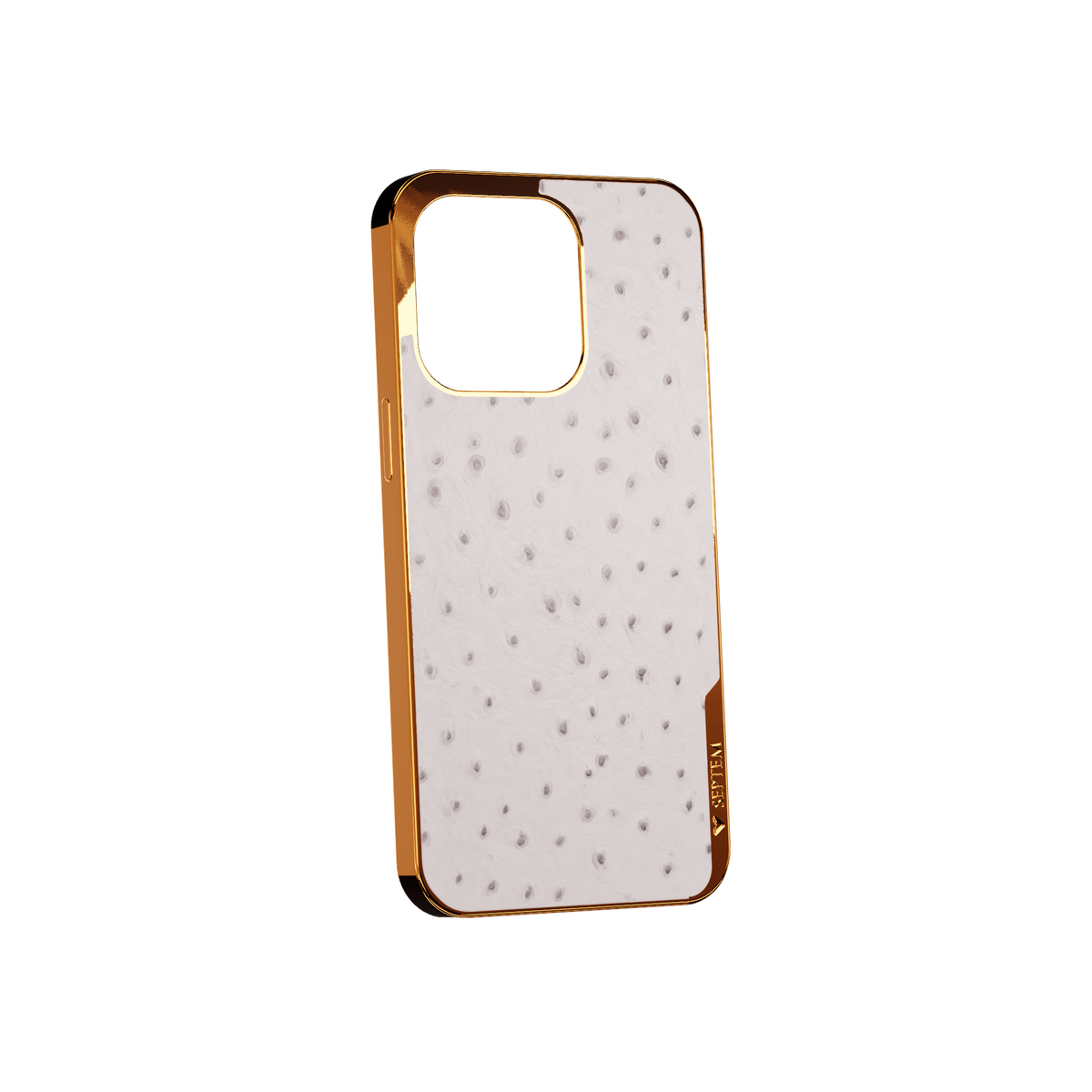 White Gold Ostrich Back Fused Leather iPhone Case