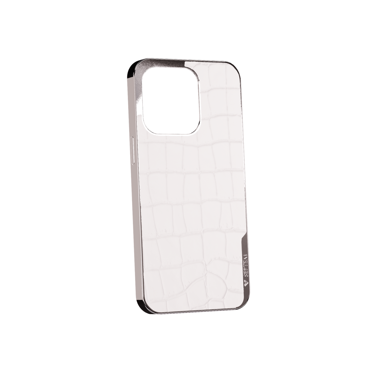 White Platinum Leather Fused Croco iPhone Case
