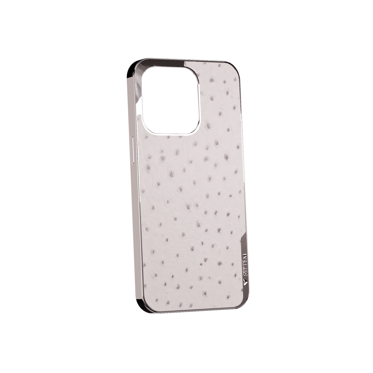 White Platinum Ostrich Back Fused Leather iPhone Case