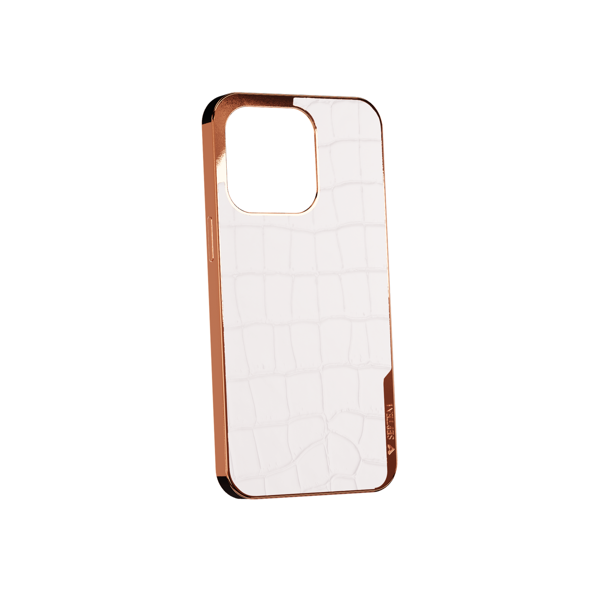 White Rose Gold Leather Fused Croco iPhone Case