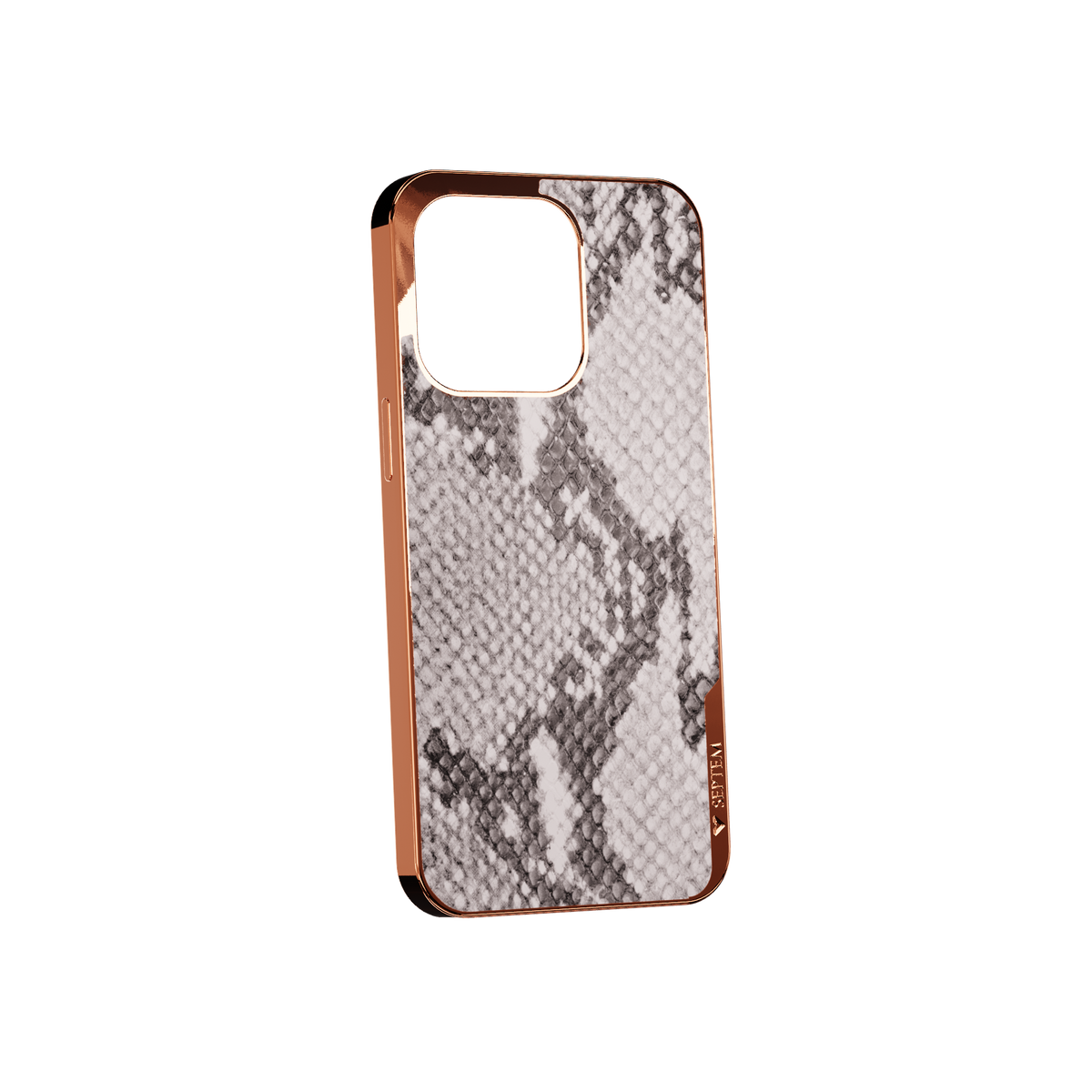 White Rose Gold Leather Fused Snake iPhone Case
